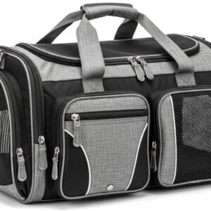 Soft-Sided Expandable Pet Carrier, Airline Approved Travel Bag, Medium Grey