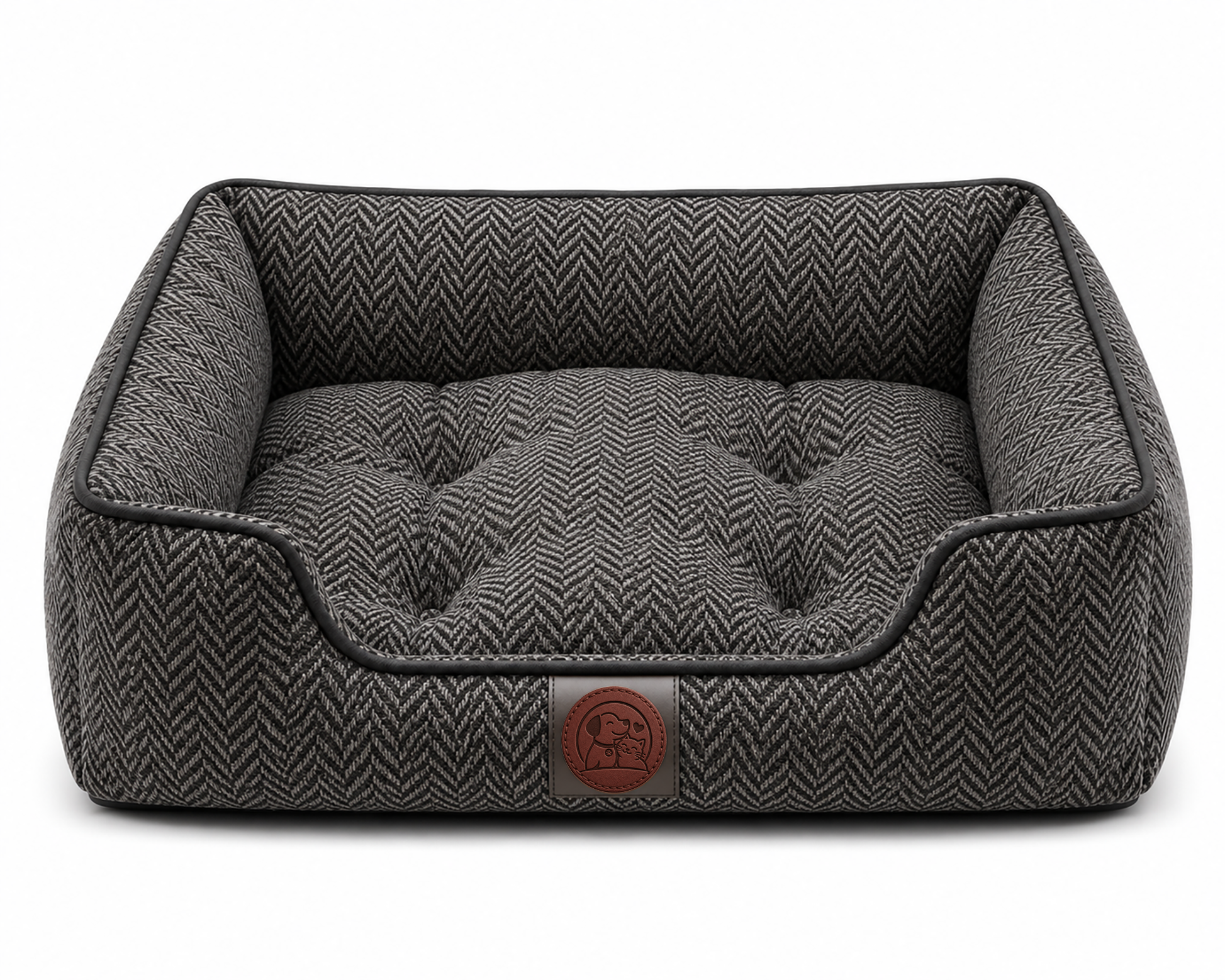 Luxury Herringbone Orthopedic Pet Bed – Soft Cushioned Sofa Bed for Dogs & Cats