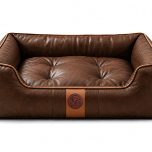 Vintage Faux Leather Orthopedic Pet Bed for Dogs & Cats