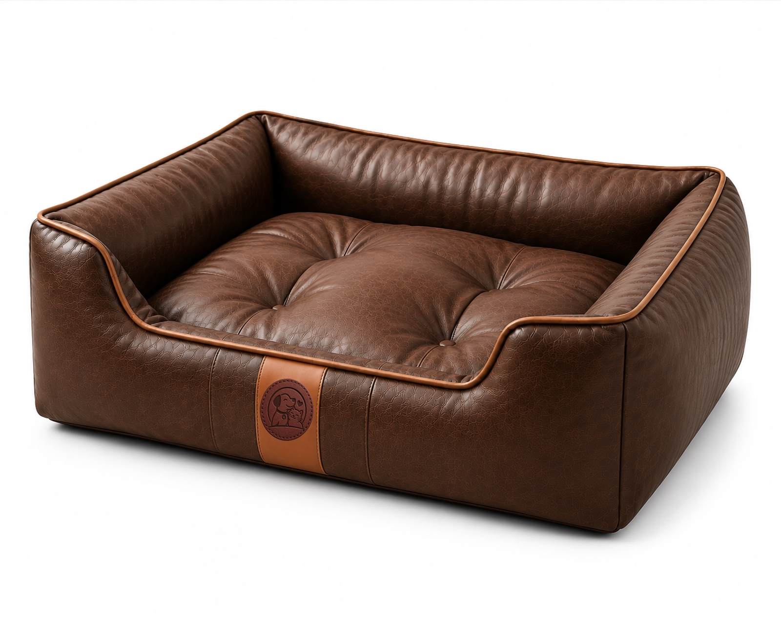 Vintage Faux Leather Orthopedic Pet Bed for Dogs & Cats - Image 4